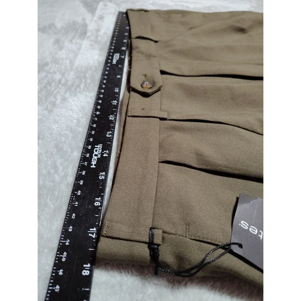 Slates Dress Pants Men 36/29.5 Brown Business Cuffed Pleated Classic Work